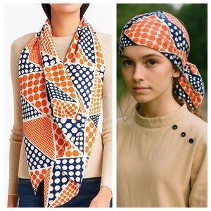 Vintage 60’s 70’s Doro Orange Polkadot Mod Pop Art Scarf